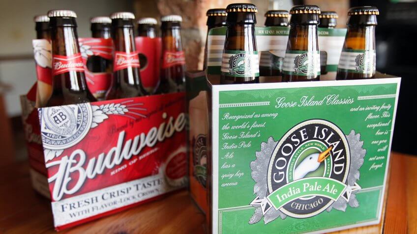 CHICAGO, IL - MARCH 29: In this photo illustration, Goose Island's India Pale Ale is pictured with Budweiser beer on March 29, 2011 in Chicago, Illinois.