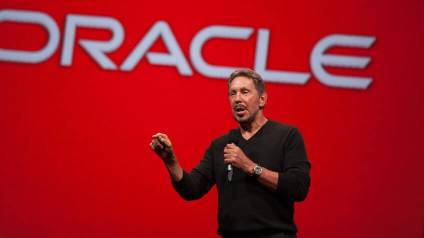 SAN FRANCISCO, CA - SEPTEMBER 28: Oracle Executive Chairman of the Board and Chief Technology Officer, Larry Ellison, delivers a keynote address during the 2014 Oracle Open World conference on September 28, 2014 in San Francisco, California.