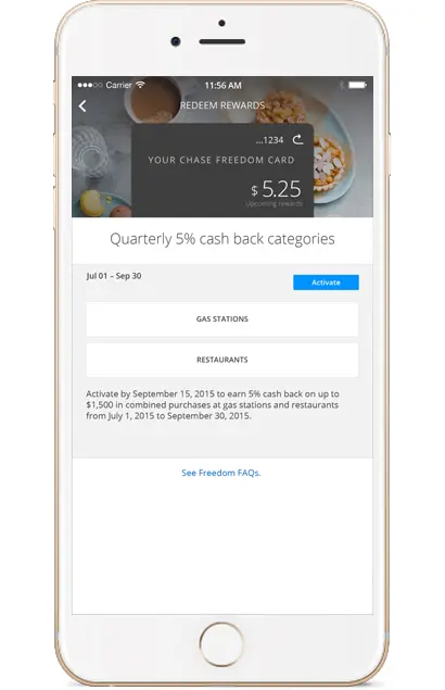Chase Freedom Mobile Cash Back Categories
