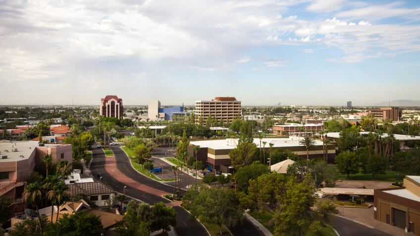 View from top floor of a high rise in Mesa Arizona.