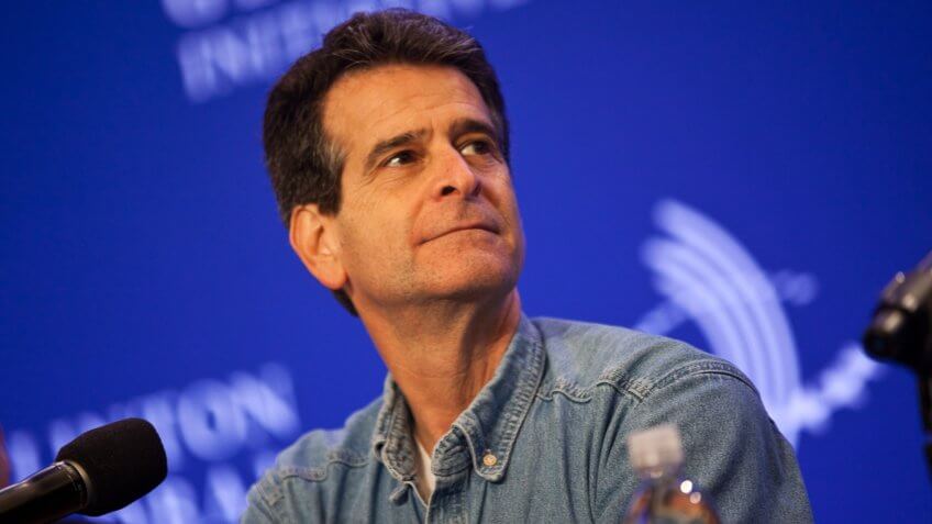 NEW YORK - SEPTEMBER 24: Dean Kamen, founder of Deka R&D listens during a news conference at the Clinton Global Initiative (CGI) meeting on September 24, 2013 in New York City.