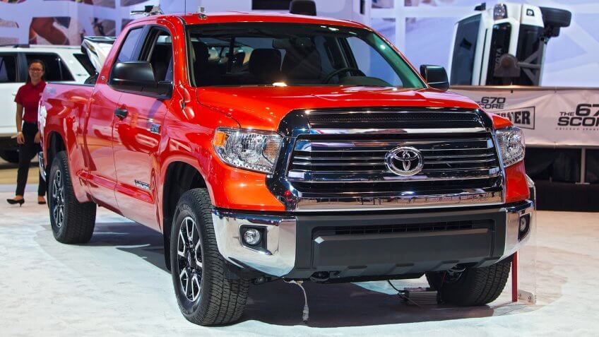 CHICAGO - February 9: A Toyota Tundra pickup truck on display at the Chicago Auto Show media preview February 9, 2017 in Chicago, Illinois.