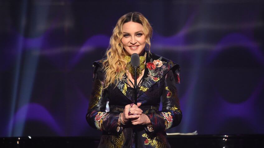 NEW YORK, NY - DECEMBER 09: Madonna speaks on stage at the Billboard Women in Music 2016 event on December 9, 2016 in New York City.
