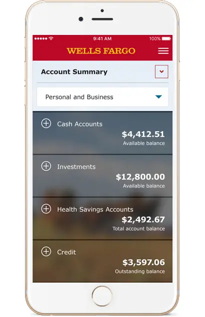 Wells Fargo Mobile Account Summary