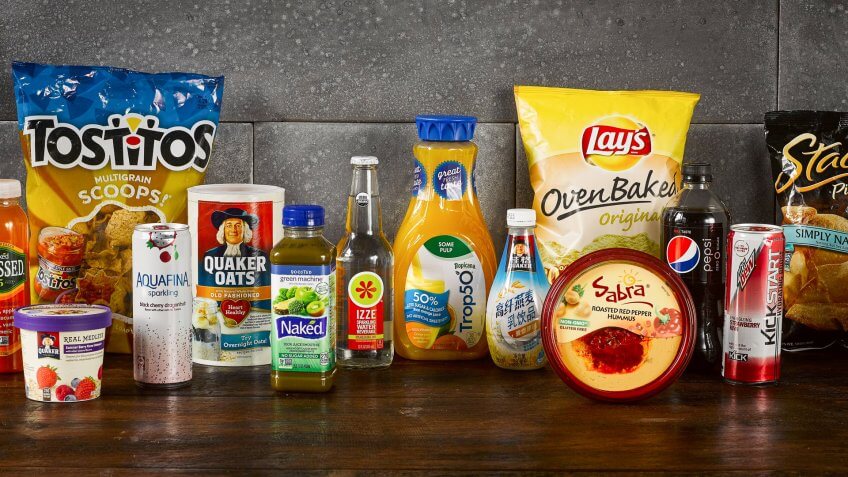 PepsiCo’s food and beverage portfolio available globally includes: Naked Cold Pressed, Tostitos Multigrain Scoops, Quaker Real Medleys, Aquafina Sparkling, Quaker Oats Old Fashioned, Naked Green Machine, Izze Organic Sparkling Water, Trop50, Quaker High Fiber Oats Dairy Drink, Lay’s Oven Baked, Sabra Roasted Red Pepper Hummus, Pepsi Zero Sugar, Mtn Dew Kickstart, Stacy’s Pita Chips, Pure Leaf Unsweetened Black Tea.