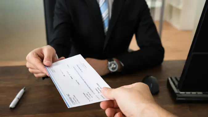 receiving paycheck