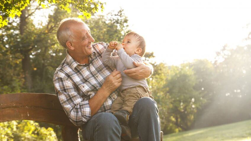 senior man with grandson.