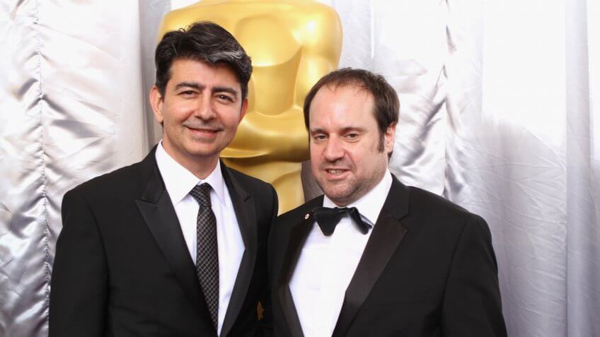 HOLLYWOOD, CA - FEBRUARY 28: Founder of eBay Pierre Omidyar (L) and producer Jeffrey Skoll attend the 88th Annual Academy Awards at Hollywood & Highland Center on February 28, 2016 in Hollywood, California.