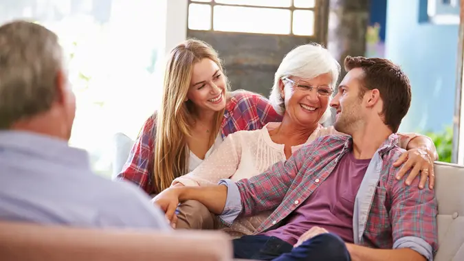 Family Relaxing At Home.