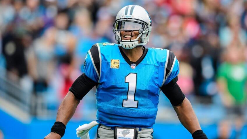 Cam Newton, North Carolina Panthers quarterback celebrates