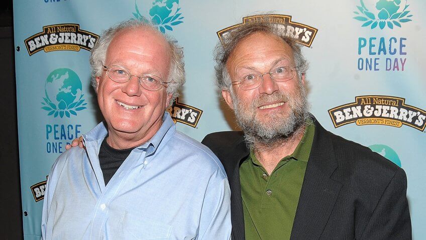 NEW YORK - SEPTEMBER 21: Ben Cohen and Jerry Greenfield co-founders of Ben & Jerry's at Ben & Jerry's attend Ben & Jerry's 10th Anniversay Celebration Of Peace Day at The Box on September 21, 2009 in New York City.