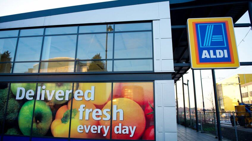 Aldi Food Market Dec 11, 2012 in Ashton-Under-Lyne, Manchester, UK.
