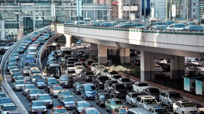 automobile congestion in the morning rush hour.
