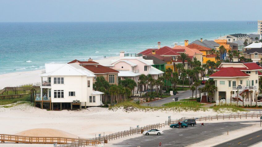View of Pensacola Beach and Gulf of Mexico.
