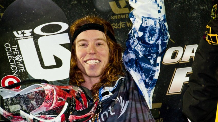 PARK CITY, UT - JANUARY 22: Shaun White takes the podium after winning the US Snowboarding Grand Prix on January 22, 2010 in Park City, Utah.