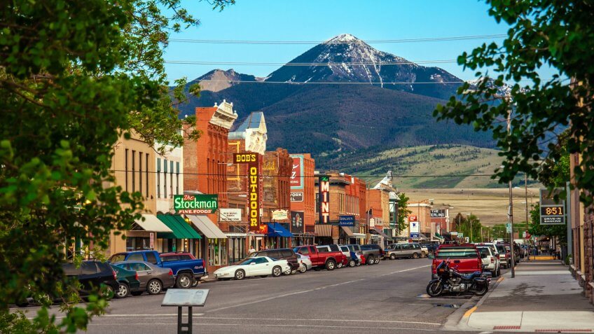 Livingston, Montana, USA - May 25, 2013 : Historic centre of Livingston near Yellowstone National Park.