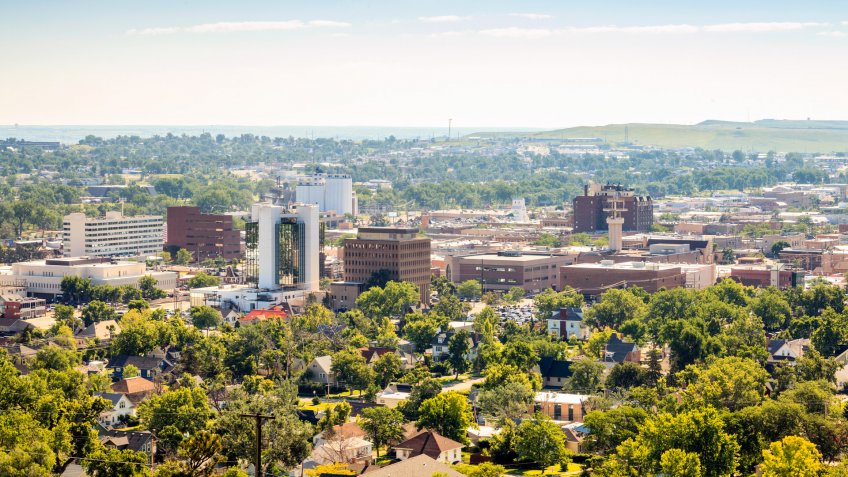 Panorama of Rapid City, South Dakota, USA.