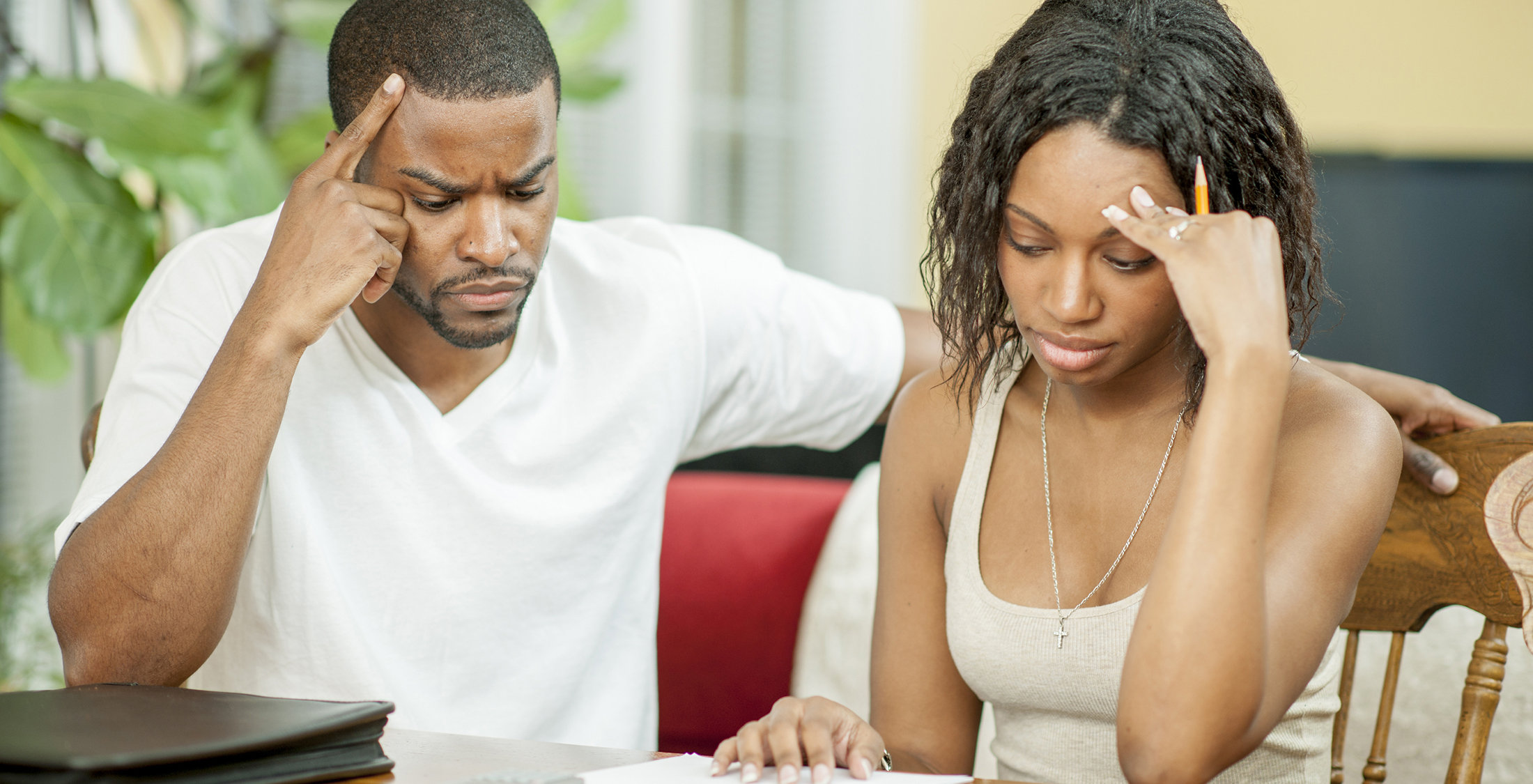 Talking about money. couple struggling