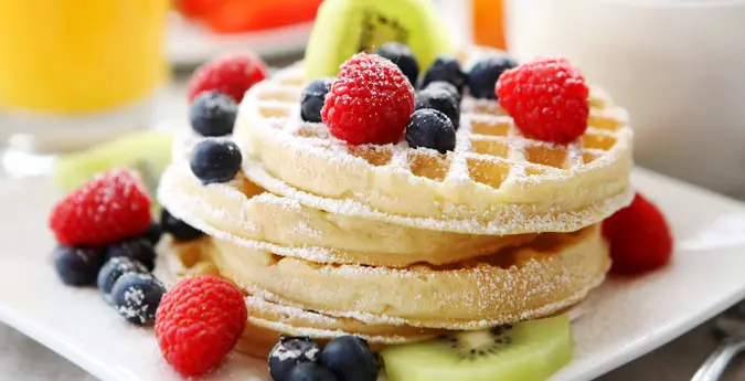 blueberry raspberry waffle stack