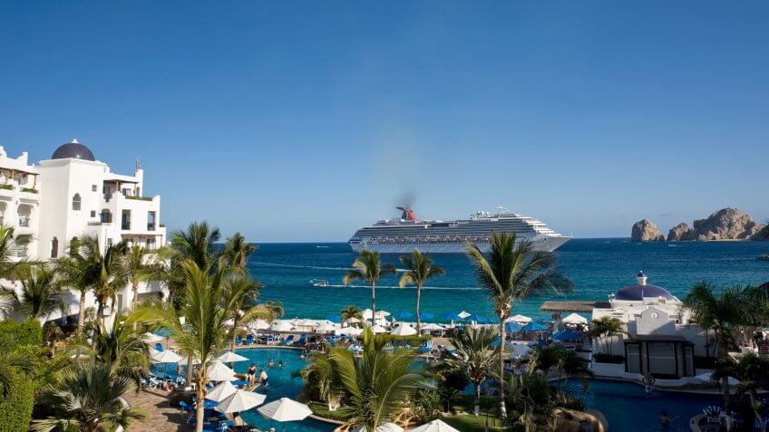 Cabo San Lucas, Mexico - October 19, 2011: Cruise Ship Carnival Splendor Leaving Cabo San Lucas.