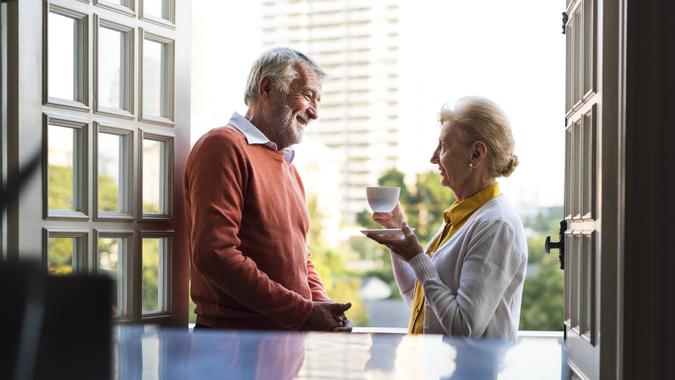 Senior Couple on patio.