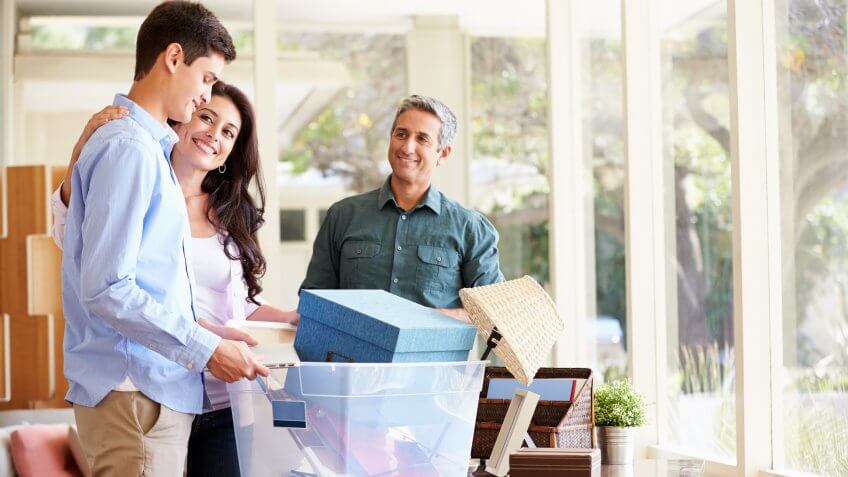 Your kids are out of the house. mom and dad helping son move out