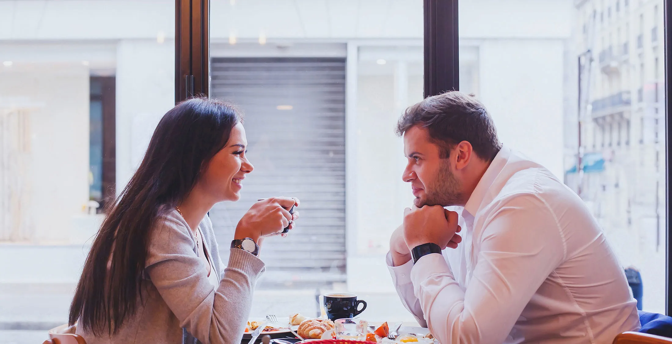 couple on romantic breakfast date