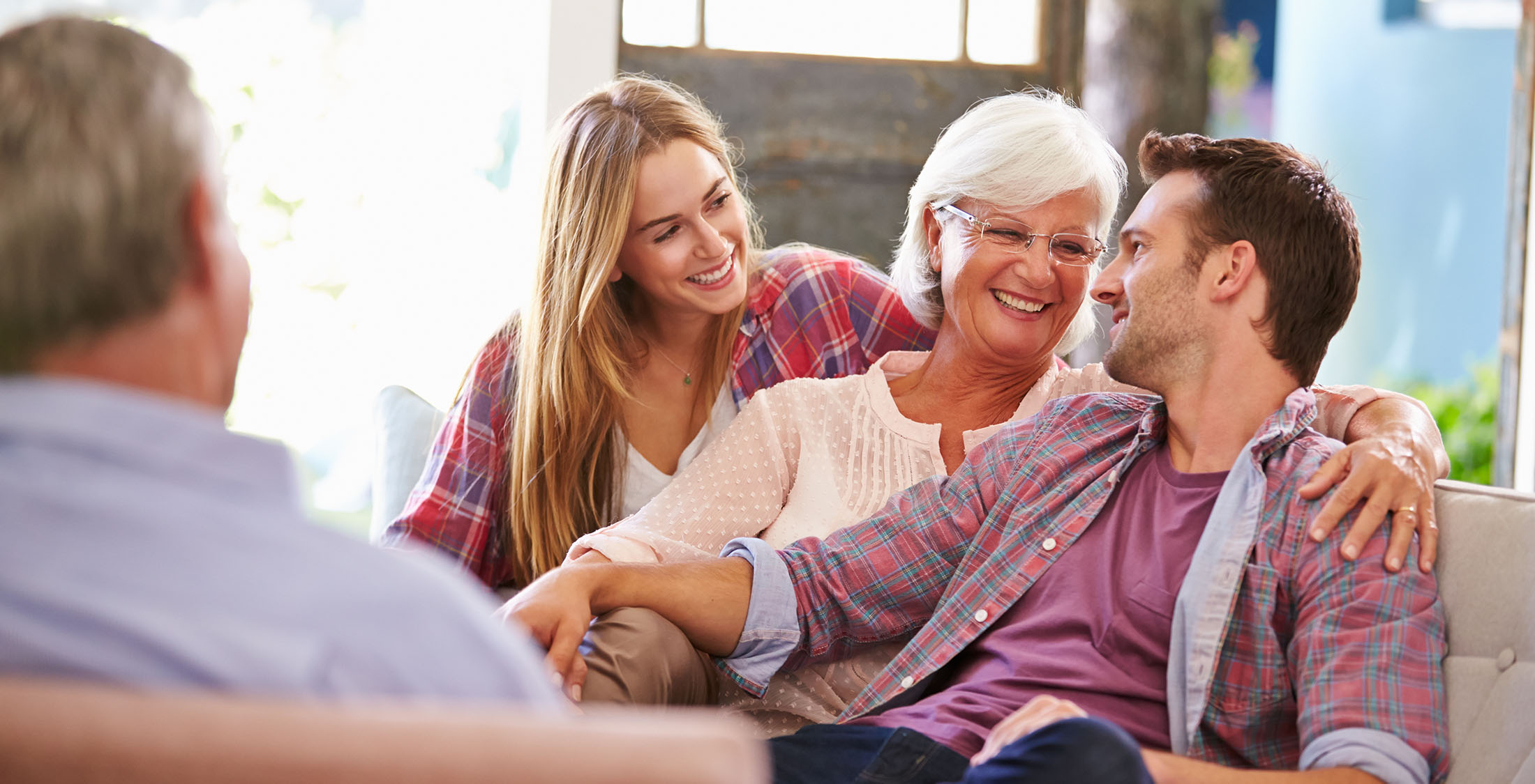 Cut off your adult children. mom sitting with her adult children