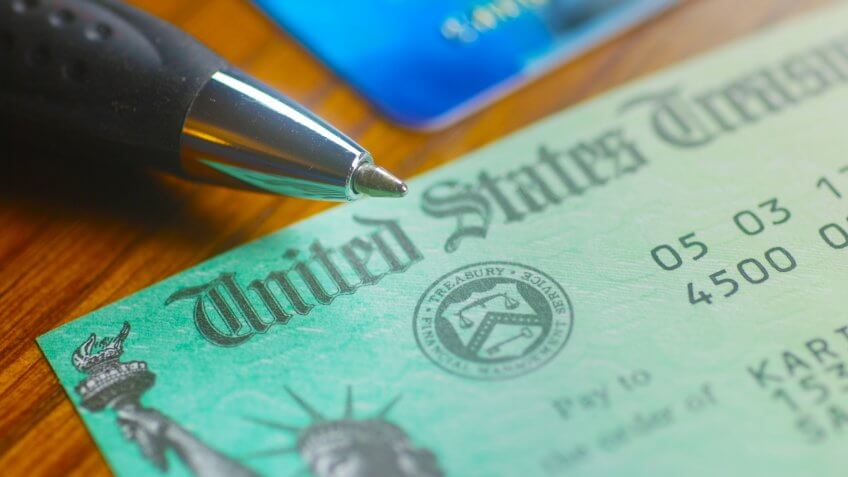 Paper check from the United States Treasury.