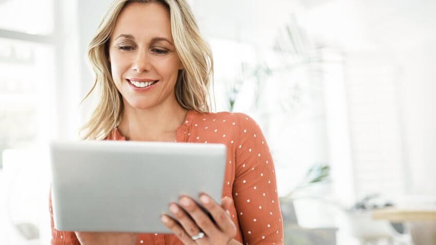 woman on tablet