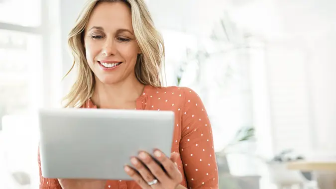 woman on tablet