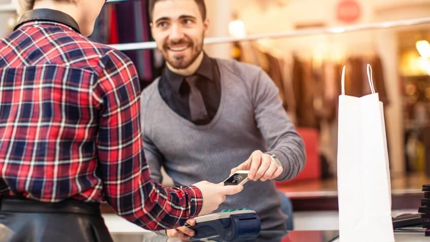 Contactless mobile pay at the shop.