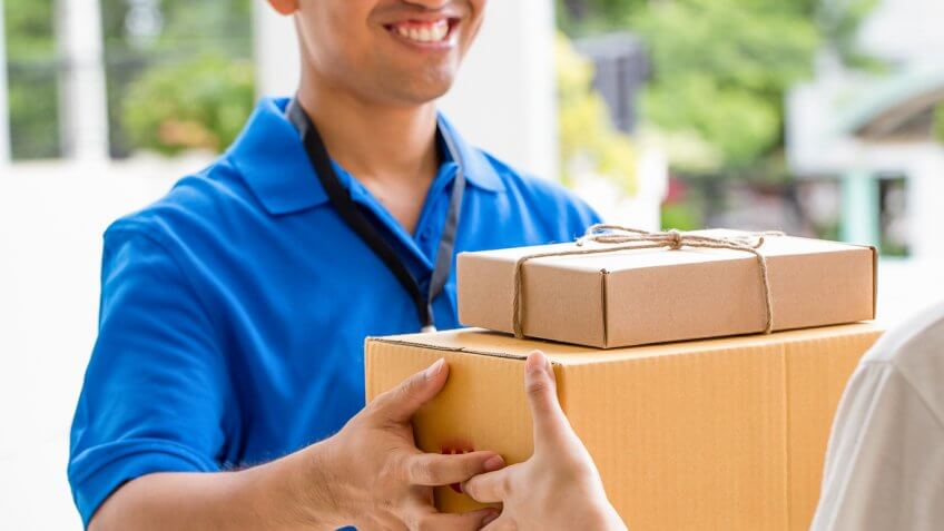 Delivery man bring packages Delivery man bring packages