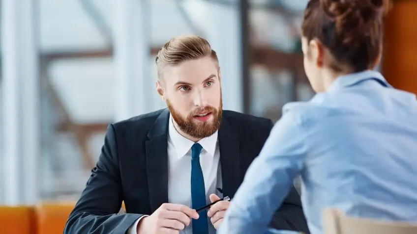 man and woman possibly having a job interview