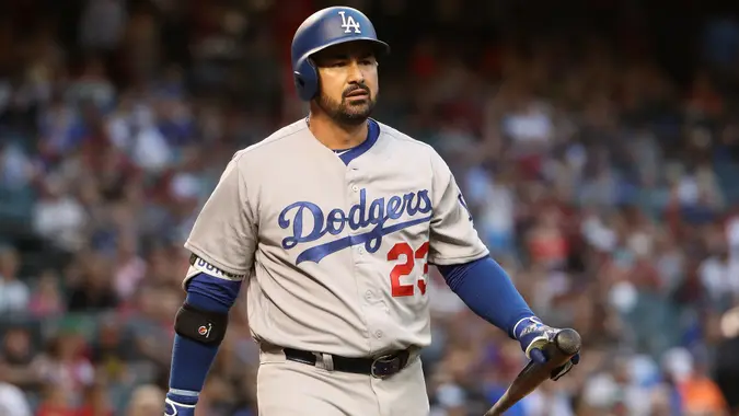 Adrian Gonzalez #23 of the Los Angeles Dodgers during a game