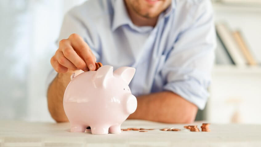 Put pennies into a piggy bank Put pennies into a piggy bank