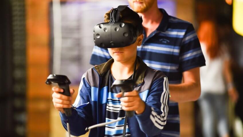 Boy using HTC Vive