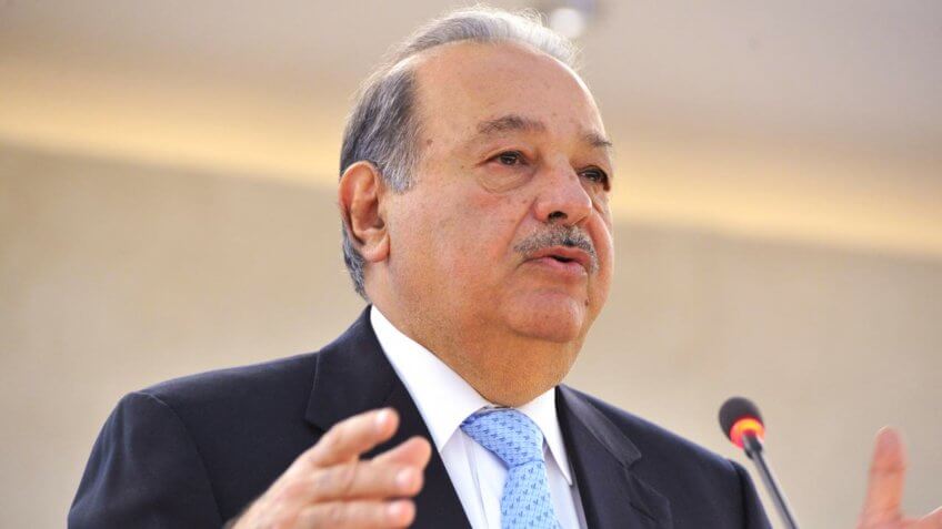 Carlos Slim Helú, President of the Carlos Slim Foundation, addresses during the Geneva Lectures Series, Palais des Nations.