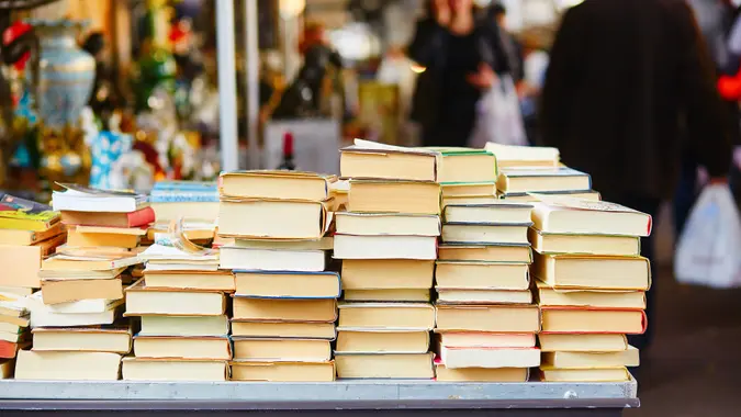 Old books on a Parisian flea market.