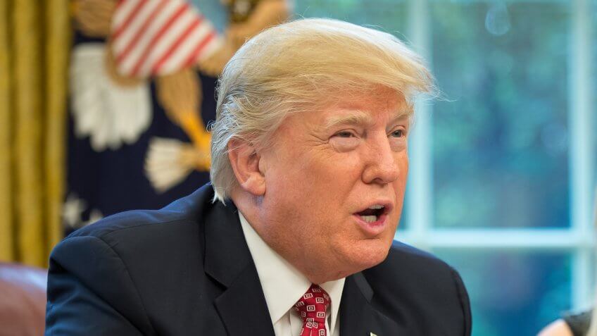 President Donald Trump, joined by First Daughter Ivanka Trump talks with NASA astronauts Peggy Whitson and Jack Fischer onboard the International Space Station Monday, April 24, 2017 from the Oval Office of the White House in Washington.