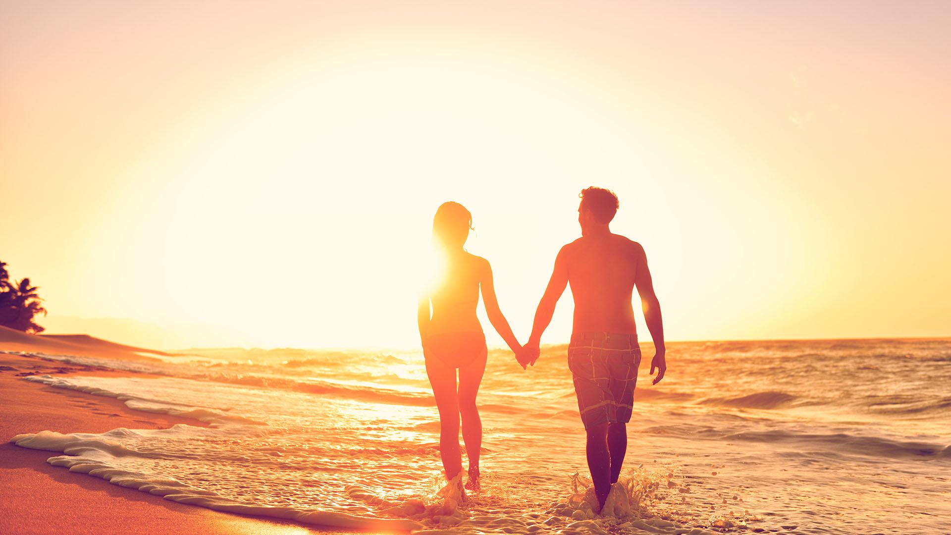 couple on a beach getaway