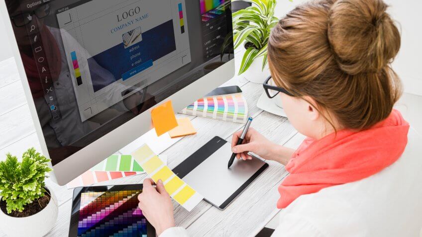 Graphic designer at work
