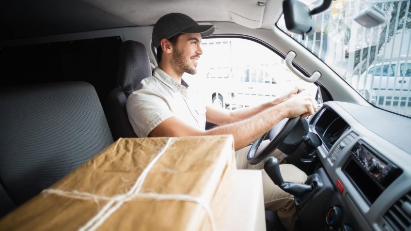 delivery driver with boxes