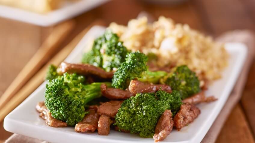 beef and broccoli and rice