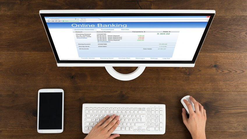 person checking their online bank account