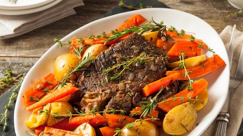fresh roast with root vegetables
