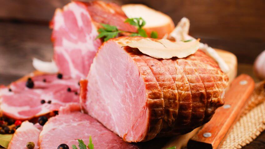 freshly carved ham