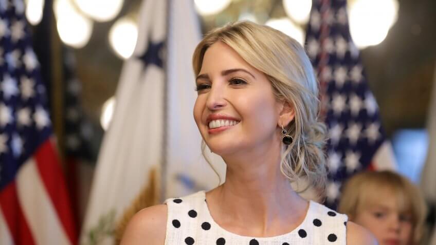 WASHINGTON, DC - MAY 09: Ivanka Trump, assistant to the president and daughter of President Donald Trump, delivers remarks during an event celebrating National Military Appreciation Month and National Military Spouse Appreciation Day in the Eisenhower Executive Office Building May 9, 2017 in Washington, DC.