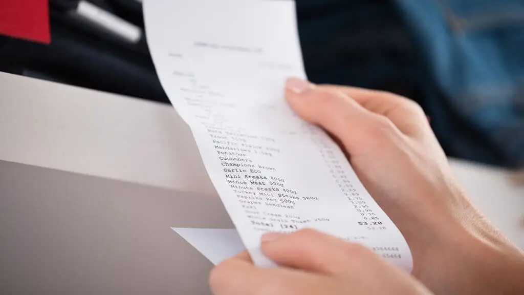 long receipt of grocery items