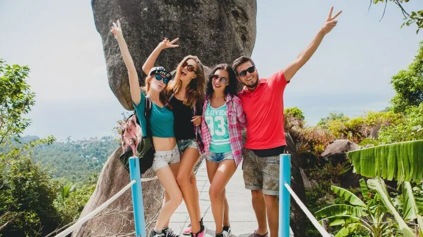 friends having fun on adventure